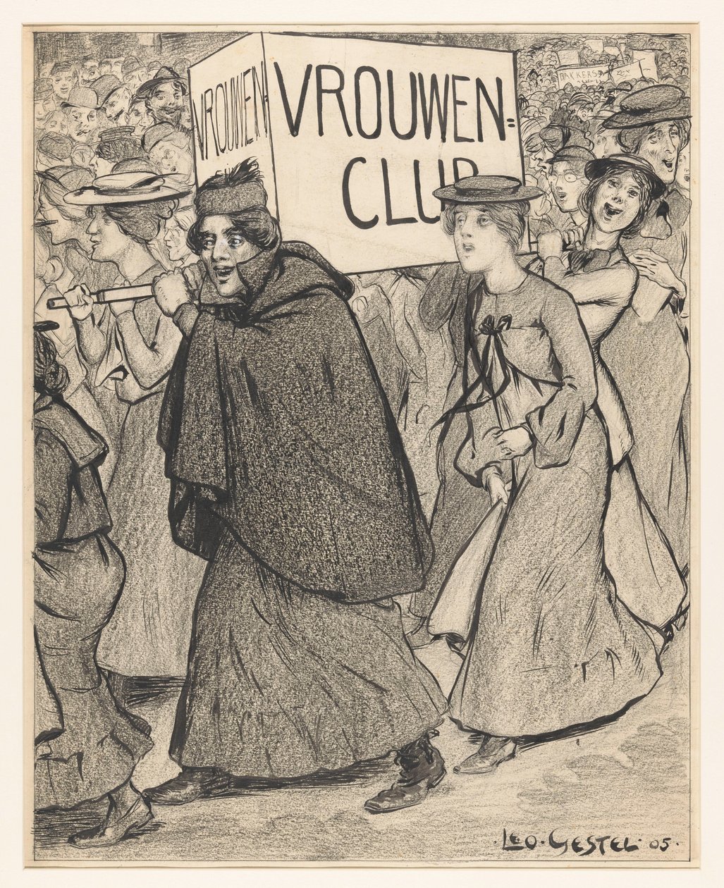 Kobiety w paradzie klubów dla kobiet autorstwa Leo Gestel (signed by artist)