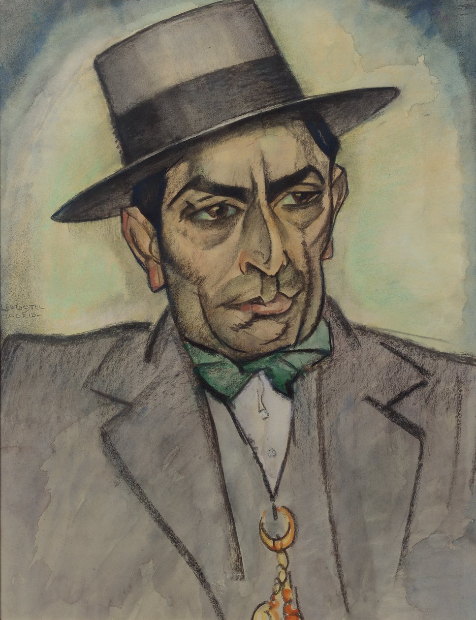 Mężczyzna w stroju hiszpańskim, ok. 1930 r. 1914 (węgiel, pastel i akwarela na papierze) autorstwa Leo Gestel