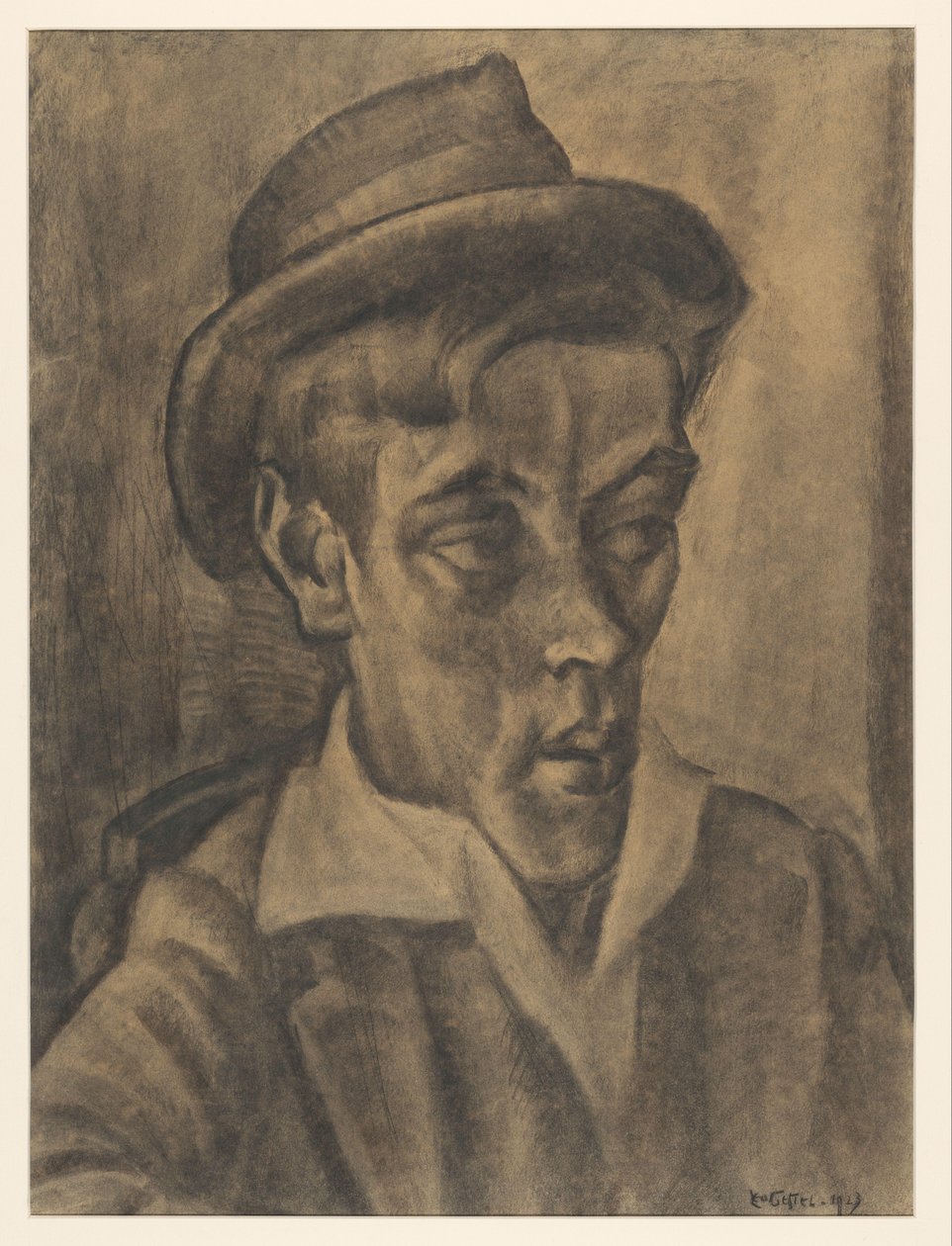 Popiersie mężczyzny w kapeluszu autorstwa Leo Gestel