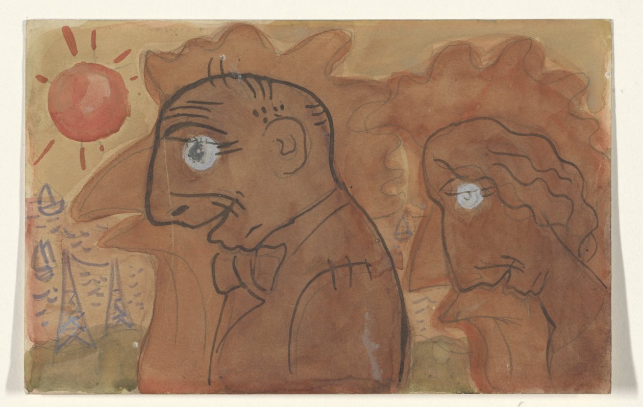 Karykatura Leo Gestel i jego żony autorstwa Leo Gestel