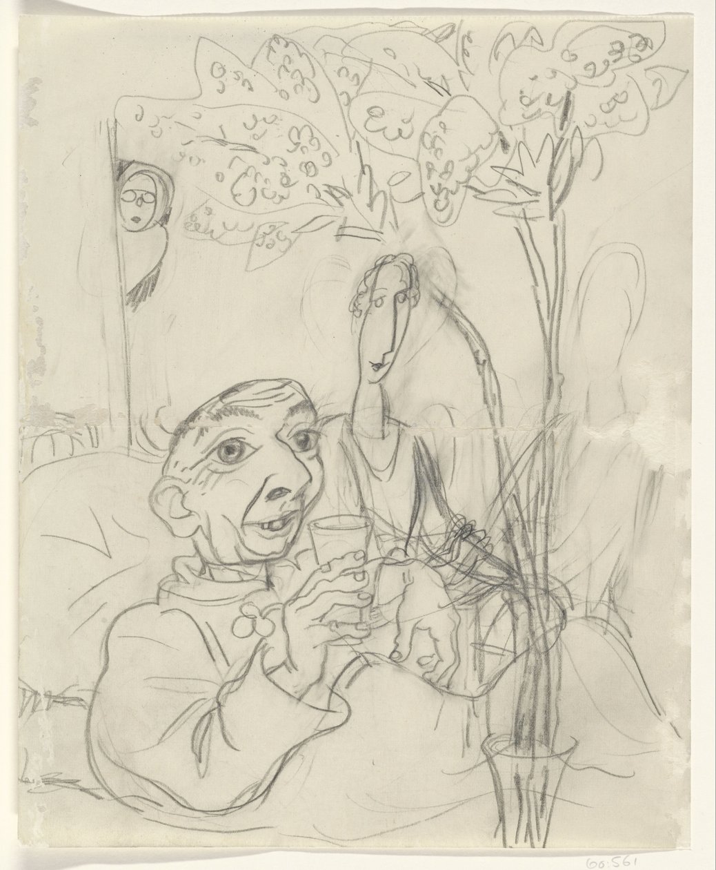 Karykatura Leo Gestel na łożu chorego autorstwa Leo Gestel