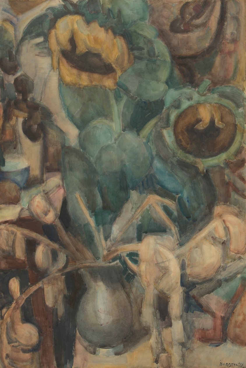Martwa natura ze słonecznikami w wazonie autorstwa Leo Gestel