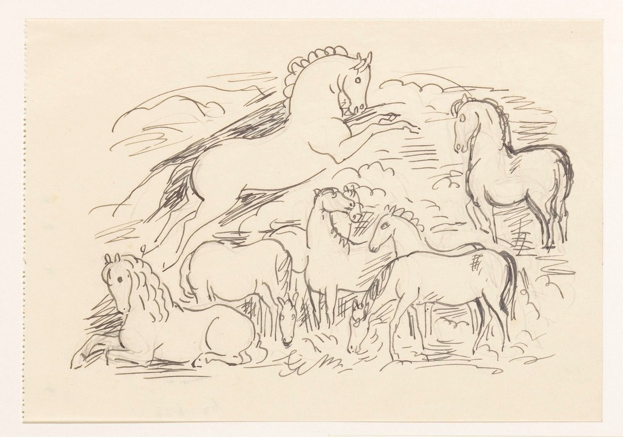 Arkusz do nauki z ośmioma końmi autorstwa Leo Gestel