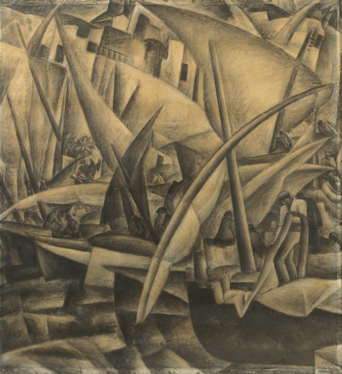Port Palma de Mallorca, ok. 1914 (węgiel na papierze) autorstwa Leo Gestel