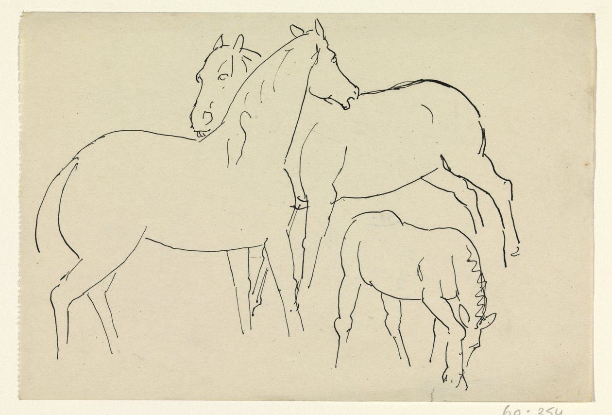 Dwa konie i źrebak autorstwa Leo Gestel