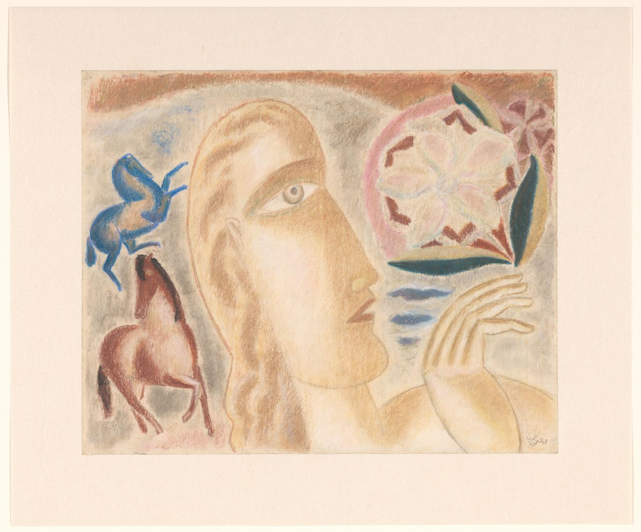 Głowa kobiety i dwa konie autorstwa Leo Gestel