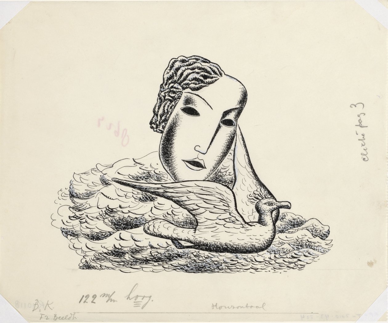 Głowa kobiety z ptakiem (szkic) autorstwa Leo Gestel