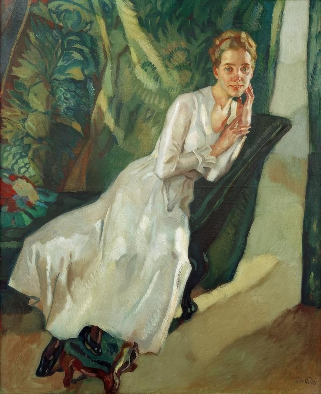 Portret kobiety pasek na szyję autorstwa Leo Putz