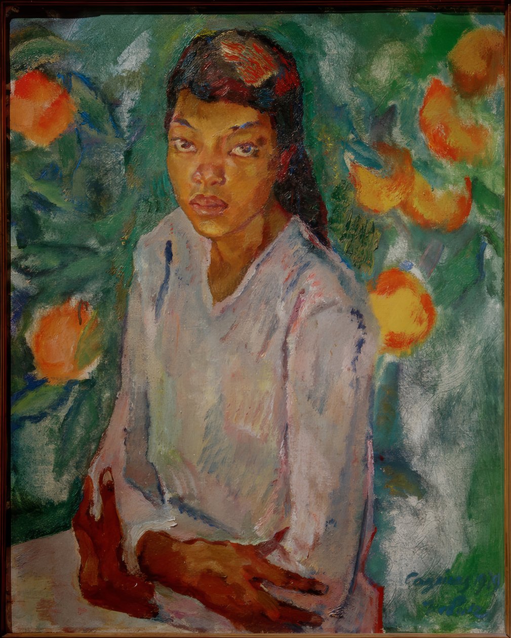 Julia przy pomarańczowym krzaku autorstwa Leo Putz