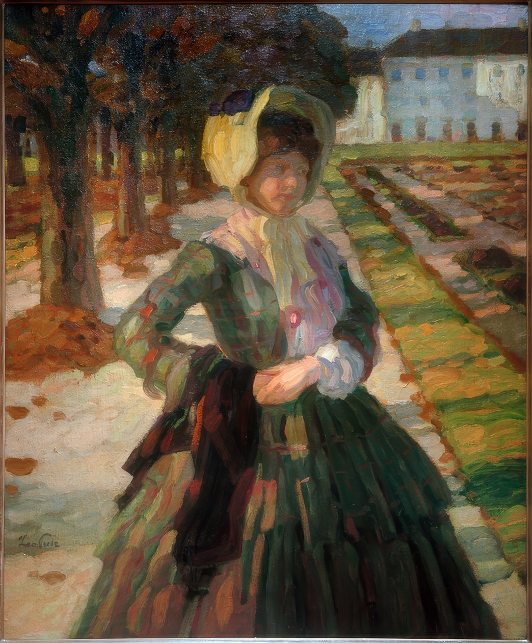Młoda kobieta w zielonej sukience autorstwa Leo Putz