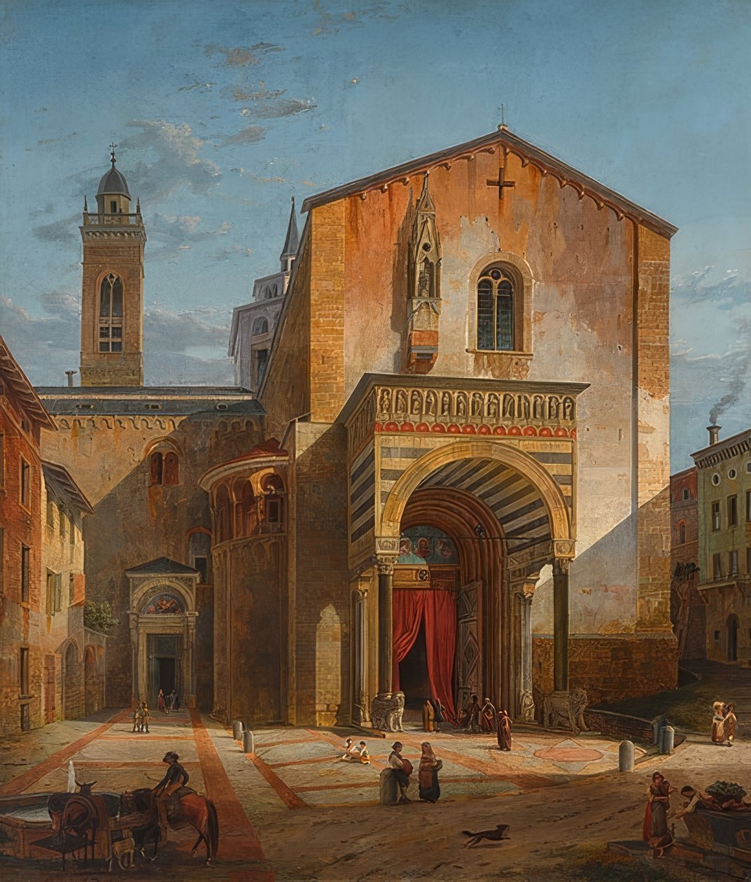 Bergamo - widok na południowy transept kościoła S. Maria Maggiore autorstwa Leo von Klenze