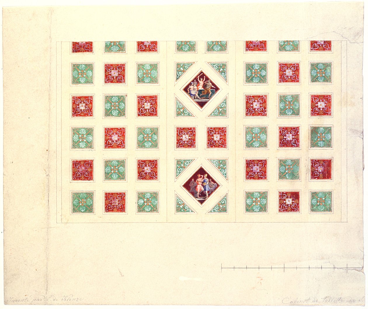 Projekt sufitu do pokoju pisania Ludwiga I (1786-1868) w rezydencji Konigsbau, Monachium, ok.1835 autorstwa Leo von Klenze