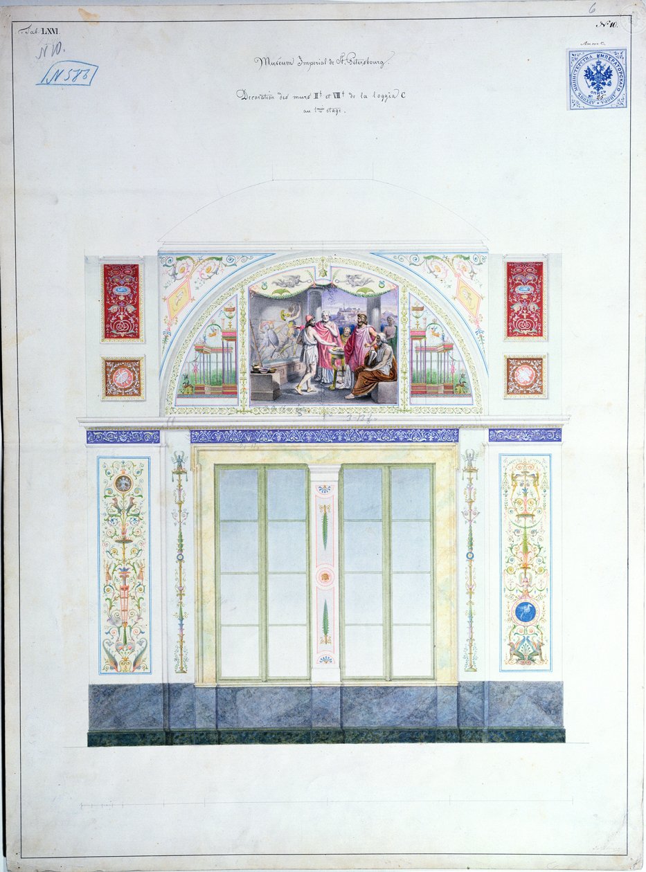 Projekt muralu dla Ermitażu, Sankt Petersburg, ok. 1840 autorstwa Leo von Klenze