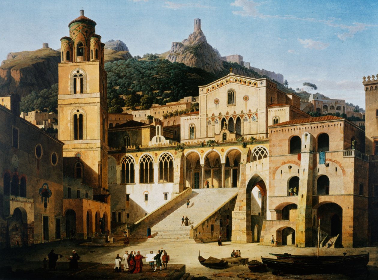 Plac przed katedrą w Amalfi autorstwa Leo von Klenze