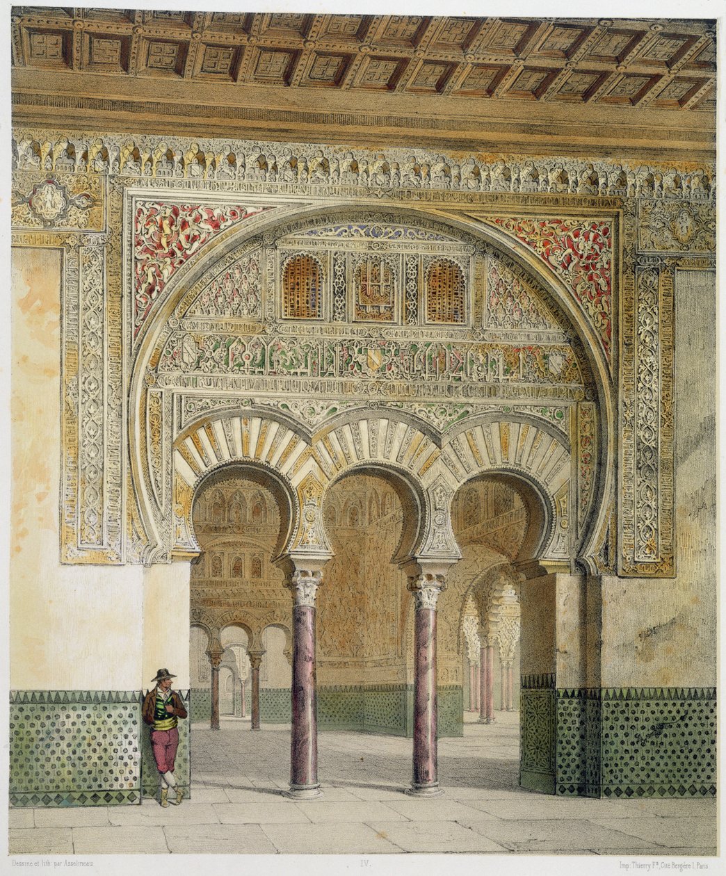 Galeria Dworu Lwów w Alhambrze, Granada, 1853 autorstwa Leon Auguste Asselineau