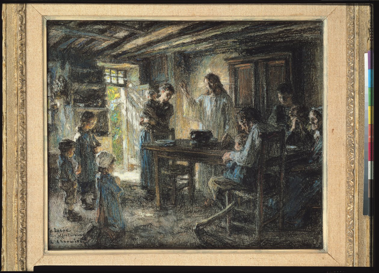 Chrystus z cichymi, 1903-04 (pastel na papierze) autorstwa Leon Augustin Lhermitte