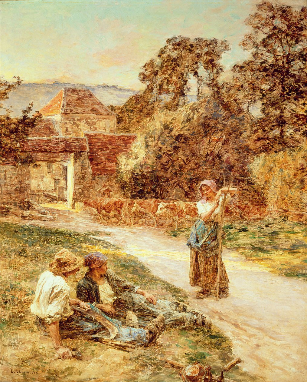 Zachód słońca, Powrót bydła, 1897 autorstwa Leon Augustin Lhermitte