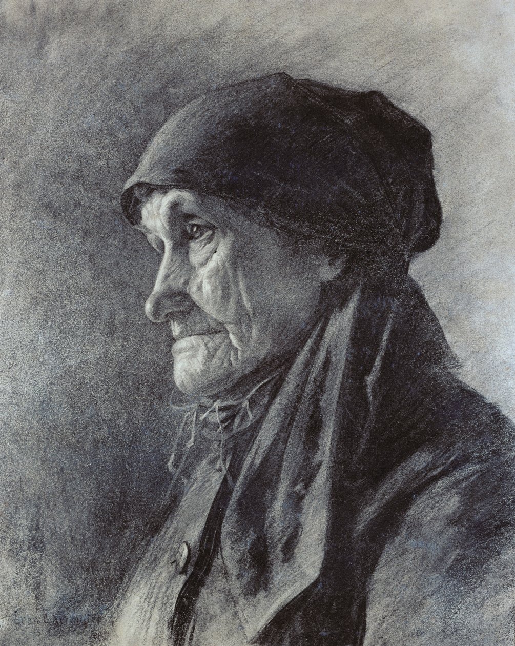 Głowa chłopa (węgiel na papierze) autorstwa Leon Augustin Lhermitte