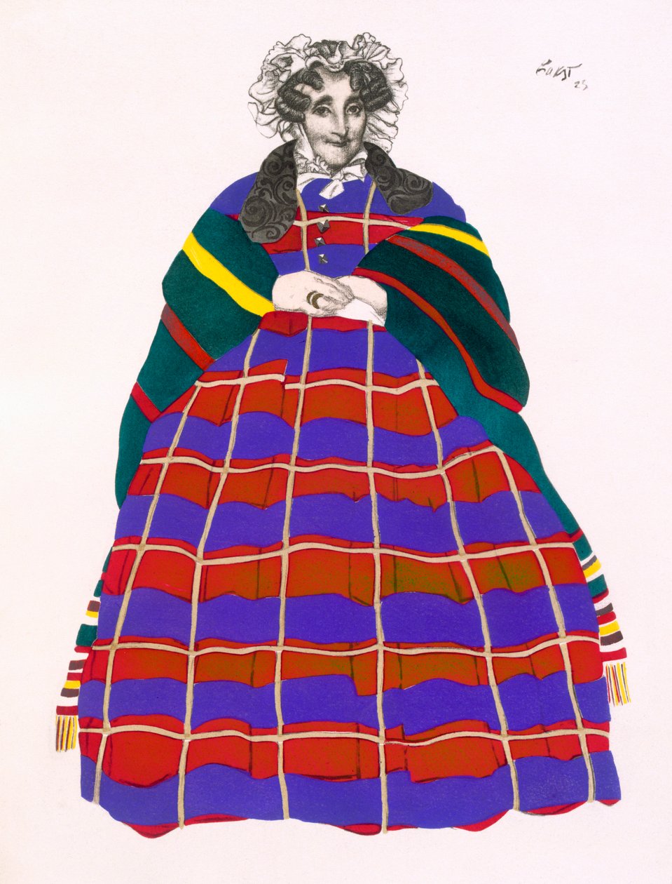 Kostiumy dla Madame Loenfowich w Moskwie w dawnych czasach, do spektaklu sztuki rosyjskiej, 1922 autorstwa Leon Bakst