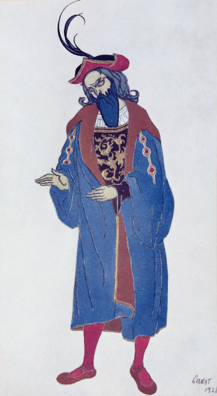 Projekt kostiumu dla Niebieskobrodego, ze Śpiącej Królewny, 1921 autorstwa Leon Bakst