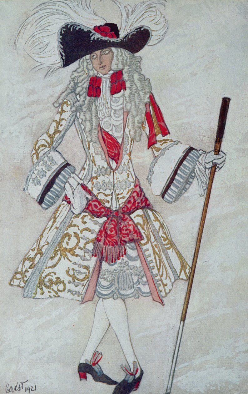 Projekt kostiumu do filmu Książę Czaruś na dworze, z filmu Śpiąca Królewna, 1921 autorstwa Leon Bakst