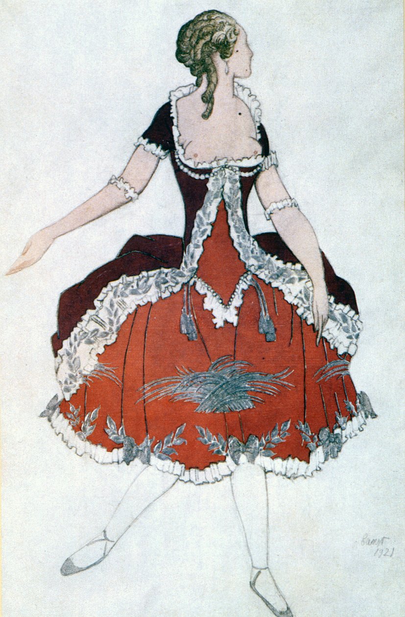 Projekt kostiumu dla Księżniczki Aurory, ze Śpiącej Królewny, 1921 autorstwa Leon Bakst