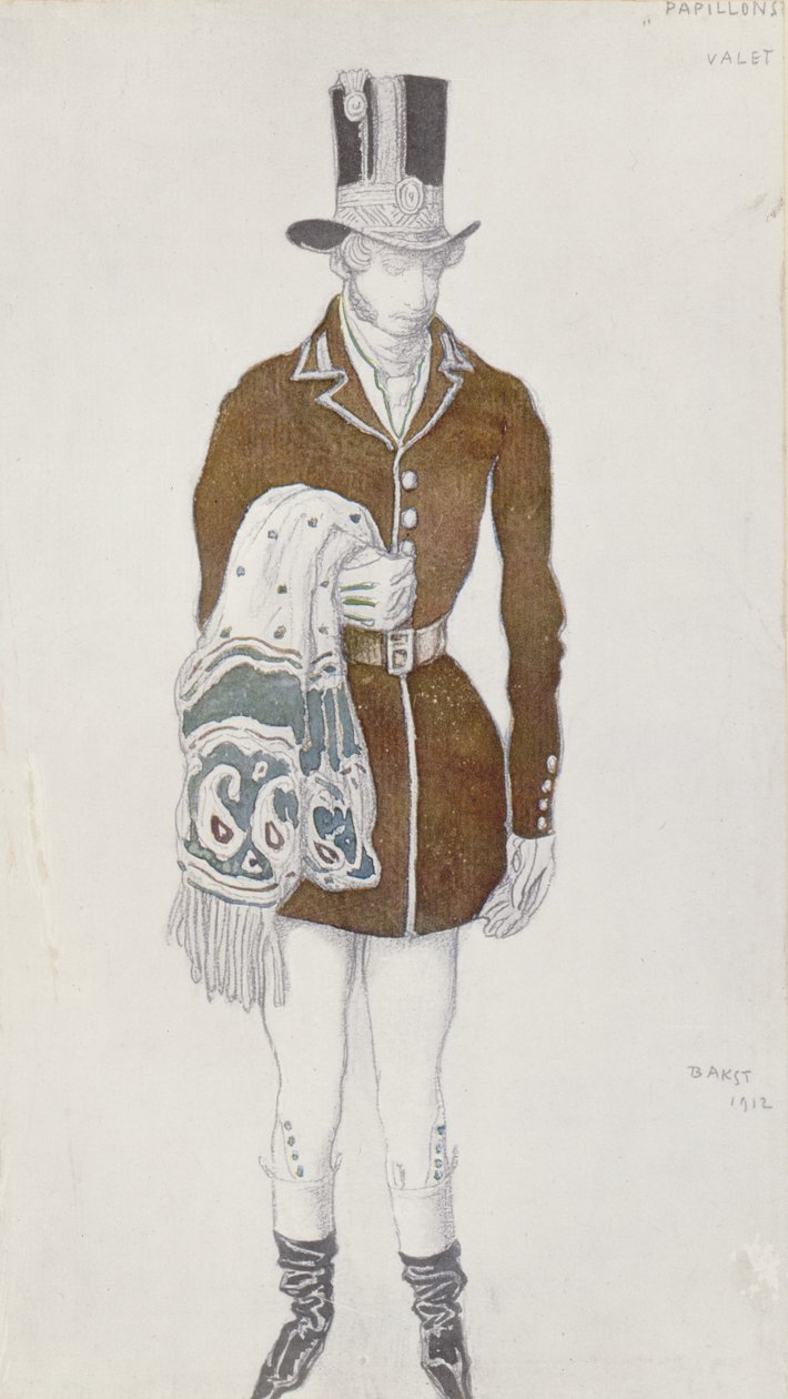 Projekt kostiumu dla dżentelmena, z Les Papillons, 1912 autorstwa Leon Bakst