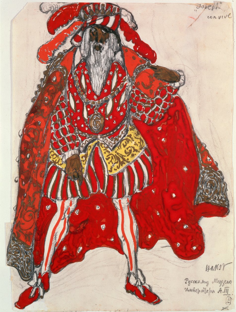 Kostium gościa do baletu „Legenda Józefa”, ok. 1914 (gwasz i ołówek na papierze) autorstwa Leon Bakst