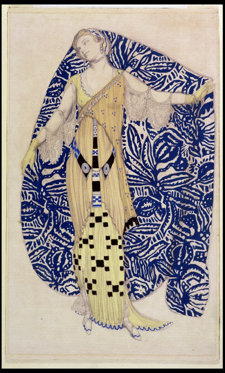 Nowoczesna sukienka, Dione, 1910 (ołówek i toaleta) autorstwa Leon Bakst