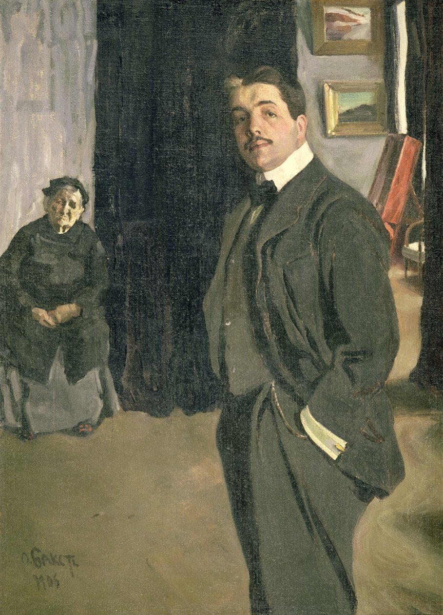 Portret Siergieja Pawłowicza Diagilewa (1872-1929) z pielęgniarką, 1906 autorstwa Leon Bakst