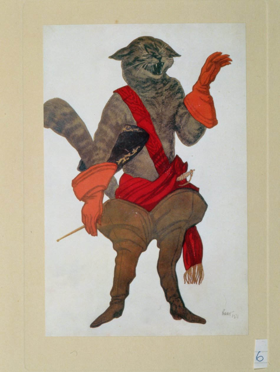 Kot w butach, ze Śpiącej królewny, 1921 autorstwa Leon Bakst