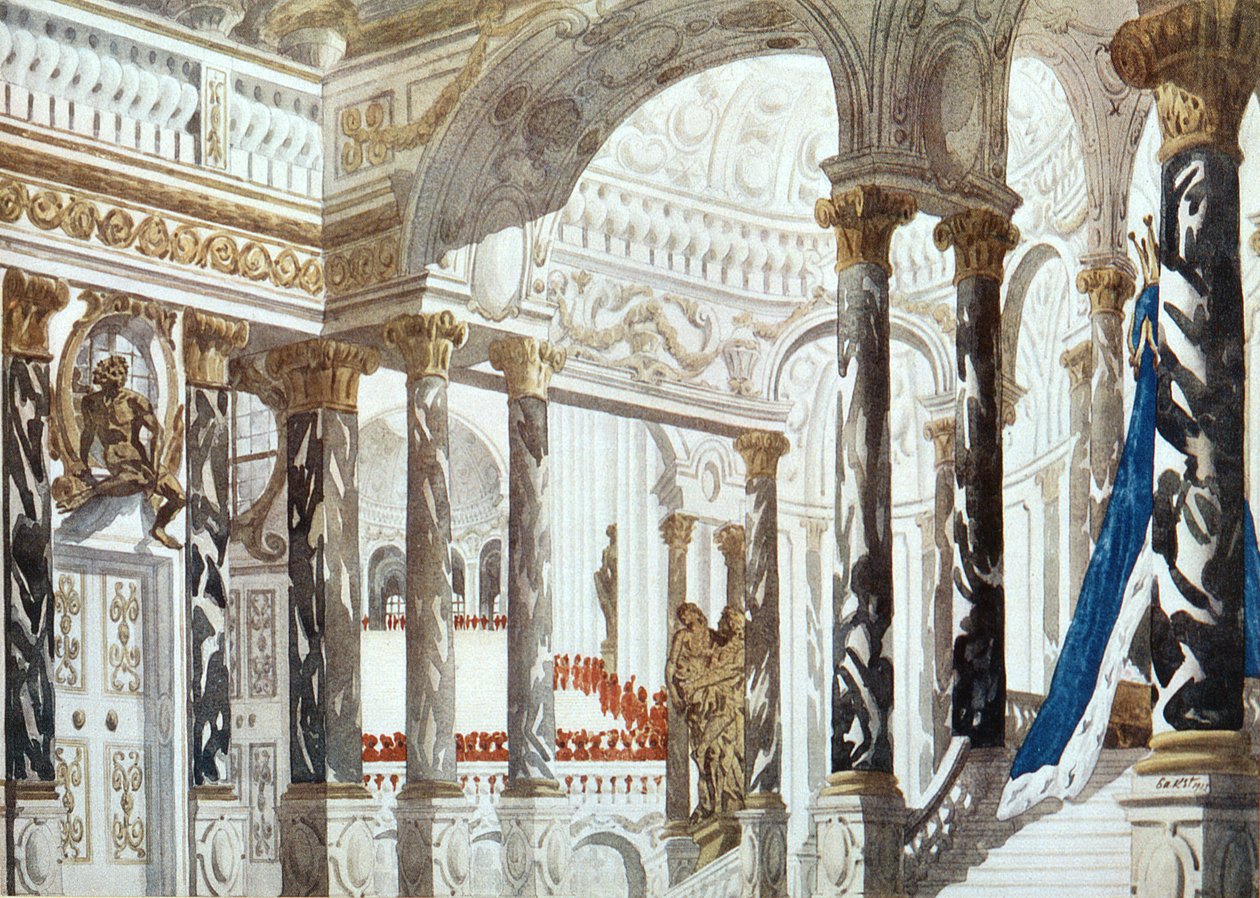 Scenografia do Chrztu, z filmu Śpiąca królewna, 1921 autorstwa Leon Bakst