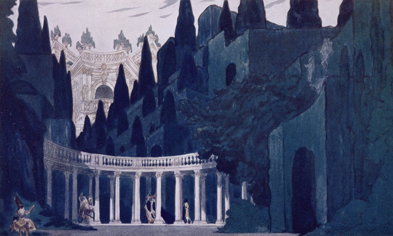 Projekt scenografii do Ogrodu Królewskiego, ze Śpiącej Królewny, 1921 autorstwa Leon Bakst
