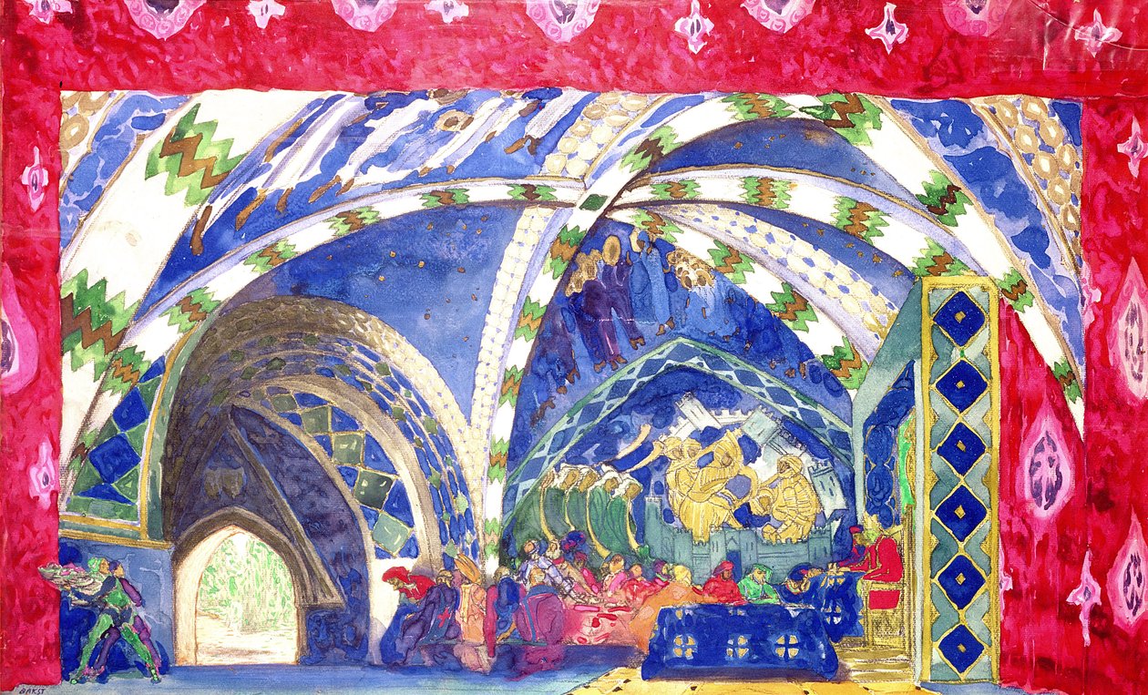 Scenografia do „La Pisanelle, Ou La Mort Parfumee” autorstwa Gabriele d