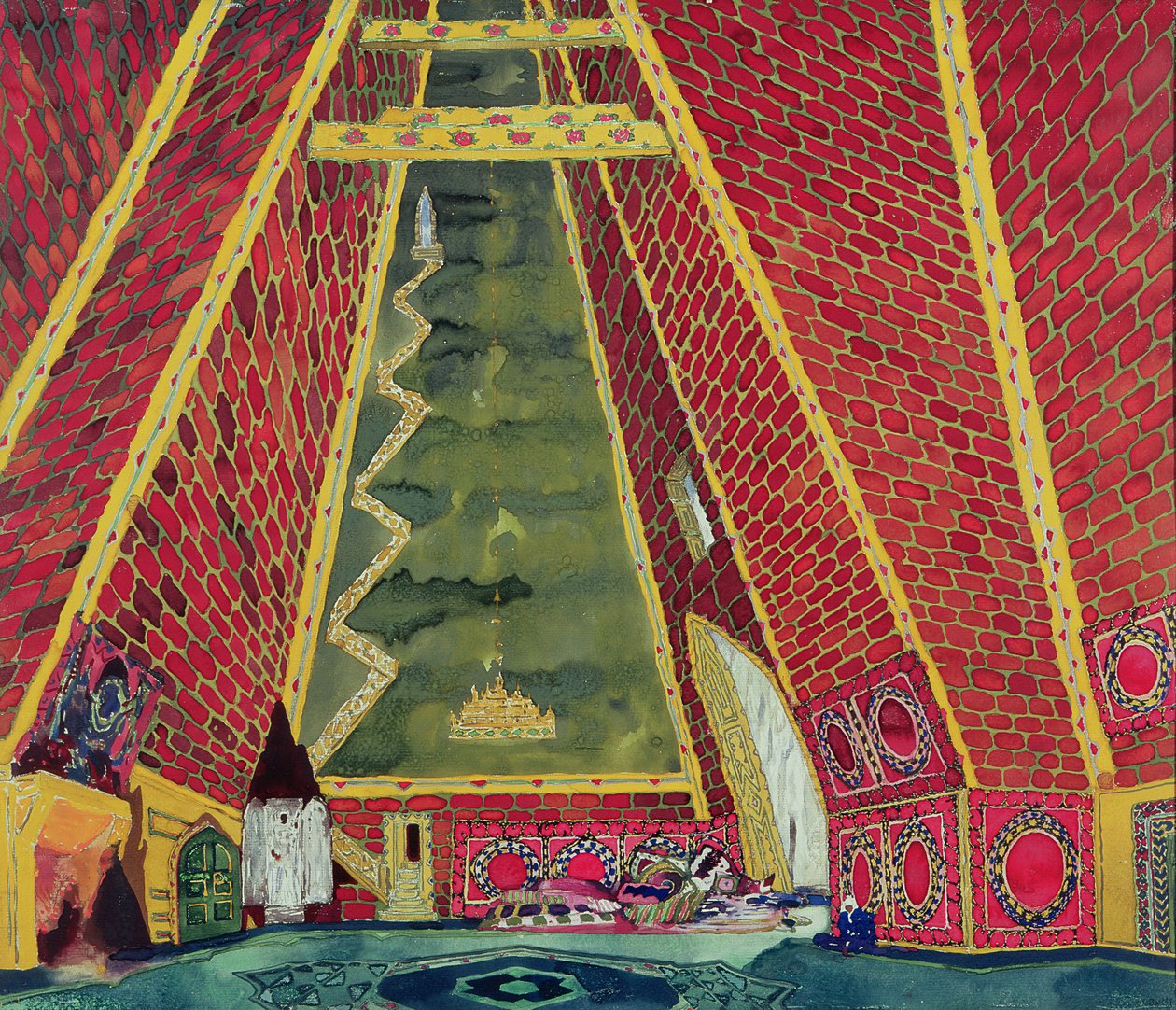 Scenografia do filmu „Tamar”, 1912 autorstwa Leon Bakst