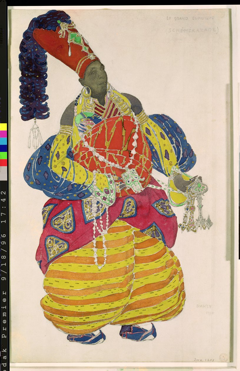 Wielki Eunuch, kostiumy do spektaklu baletu „Szeherezada” Diagilewa, 1910 autorstwa Leon Bakst