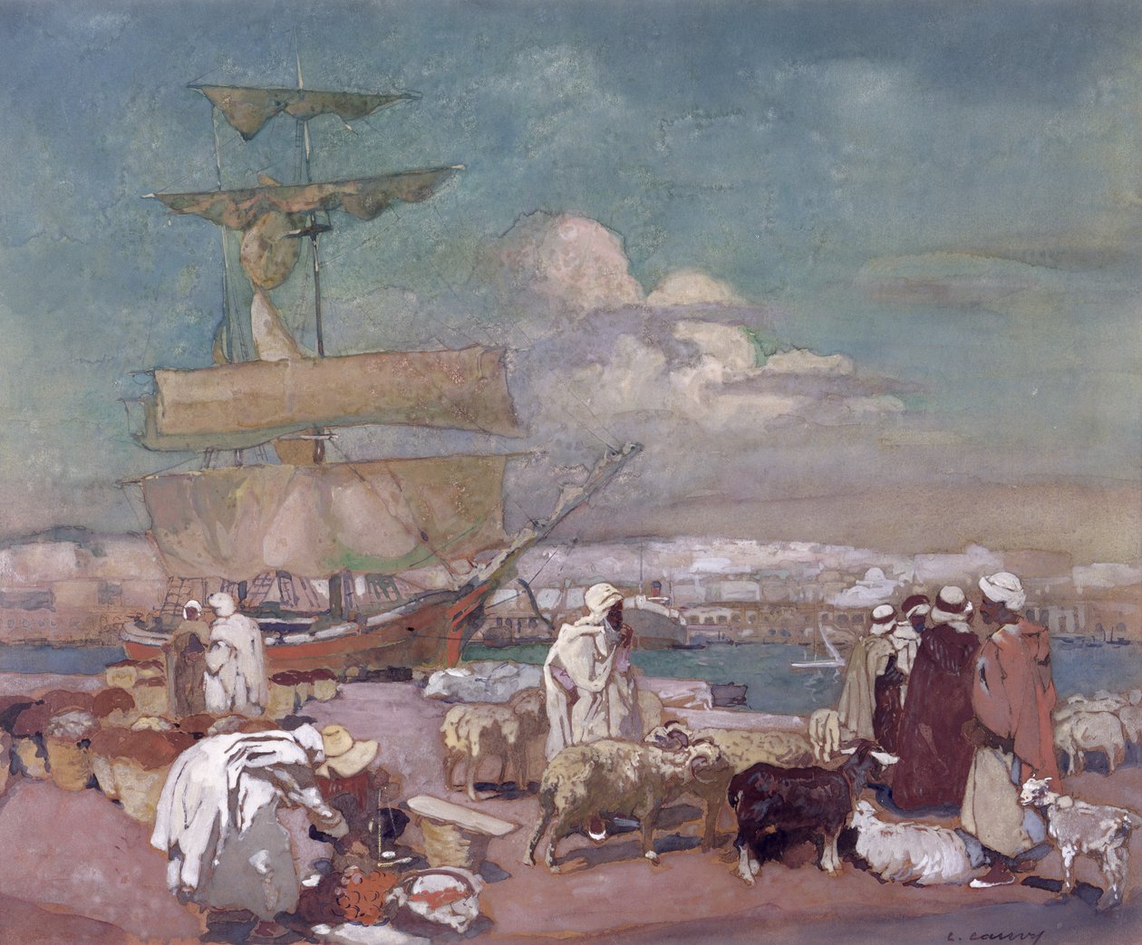 Port w Algierze, ok. 1900 autorstwa Leon Cauvy
