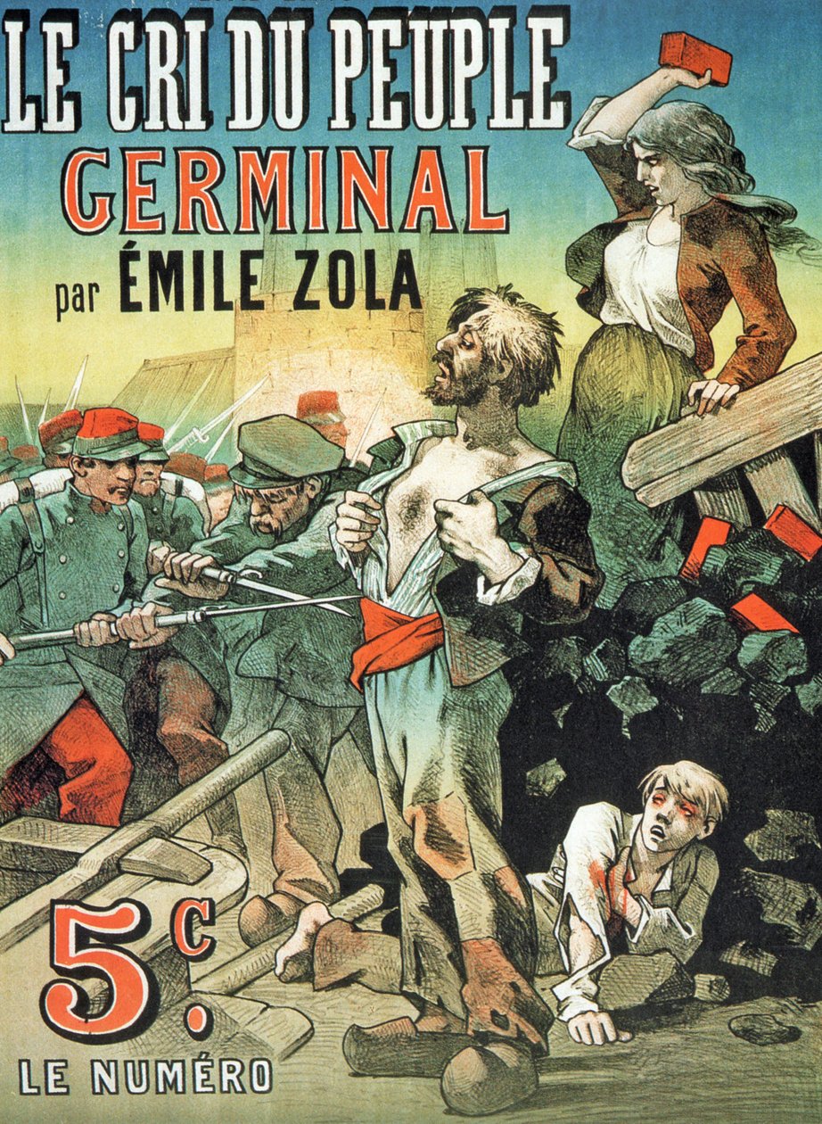 Plakat reklamujący publikację „Germinala” Emila Zoli (1840-1902) w „Le Cri du Peuple” autorstwa Leon Choubrac