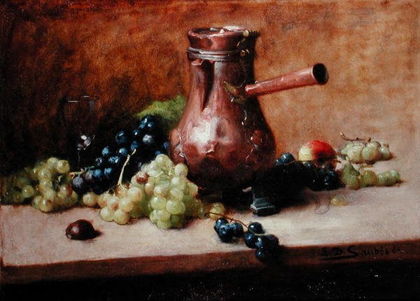 Martwa natura z winogronami, 1881 autorstwa Leon Daniel Saubes