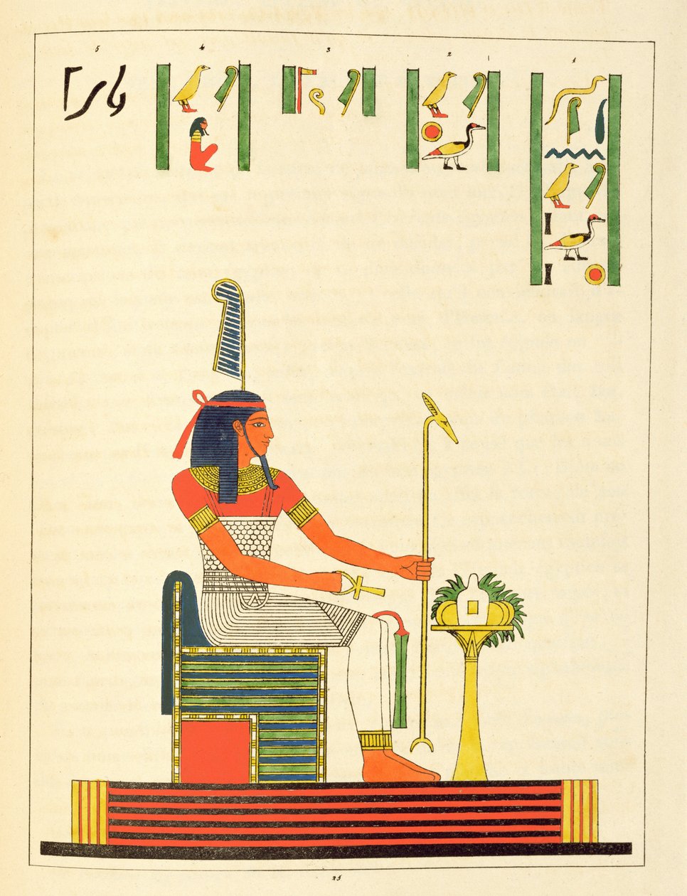 Bóg Shu, ilustracja z egipskiego Panteonu: zbiór mitologicznych postaci ze starożytnego Egiptu autorstwa Jean-Francois Champollion, publikacja 1823-25 autorstwa Leon Jean Joseph Dubois