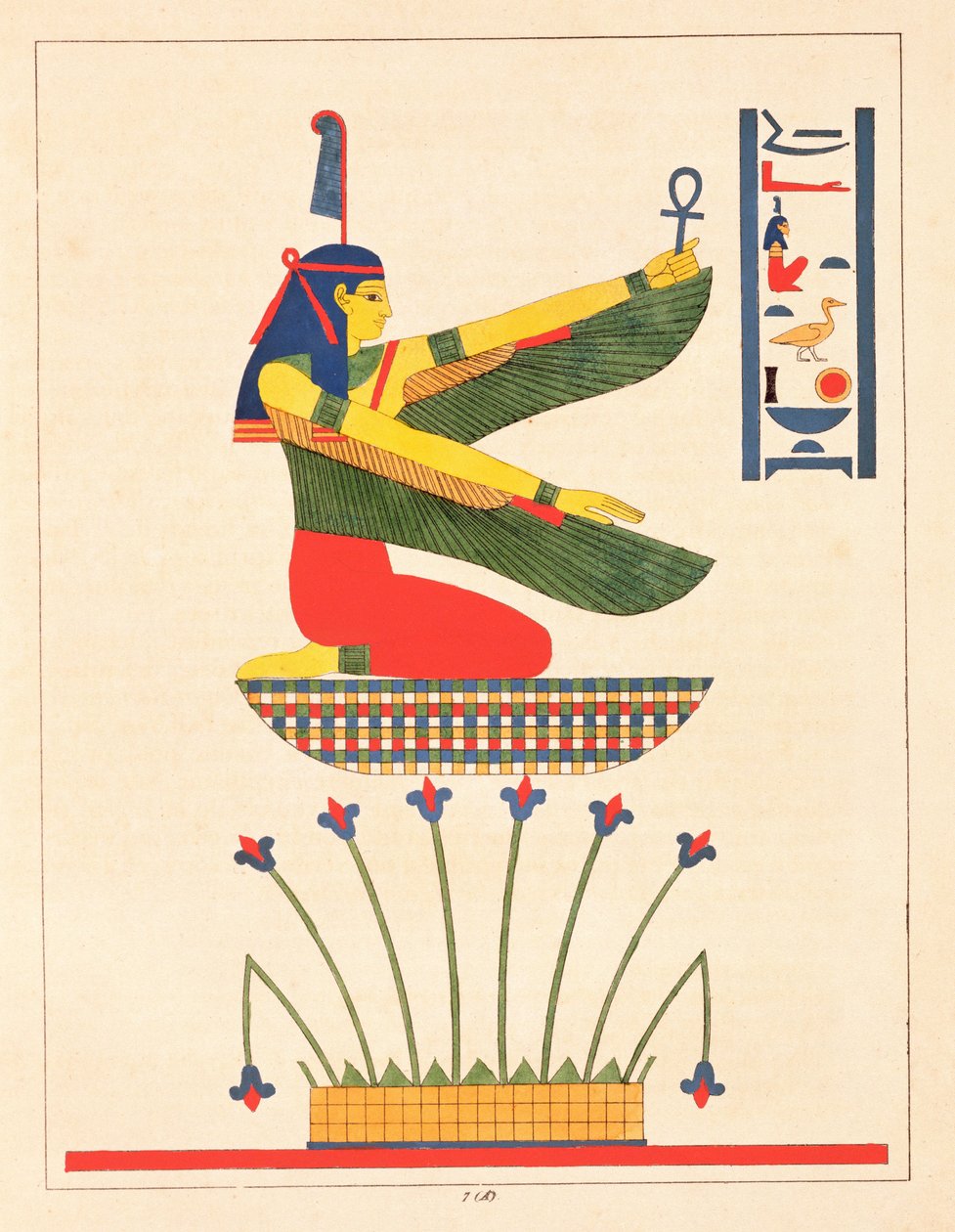 Bogini Izyda, ilustracja z Panteonu w Egipcie: zbiór mitologicznych postaci ze starożytnego Egiptu autorstwa Jean-Francois Champollion, opublikowany w latach 1823-25 autorstwa Leon Jean Joseph Dubois