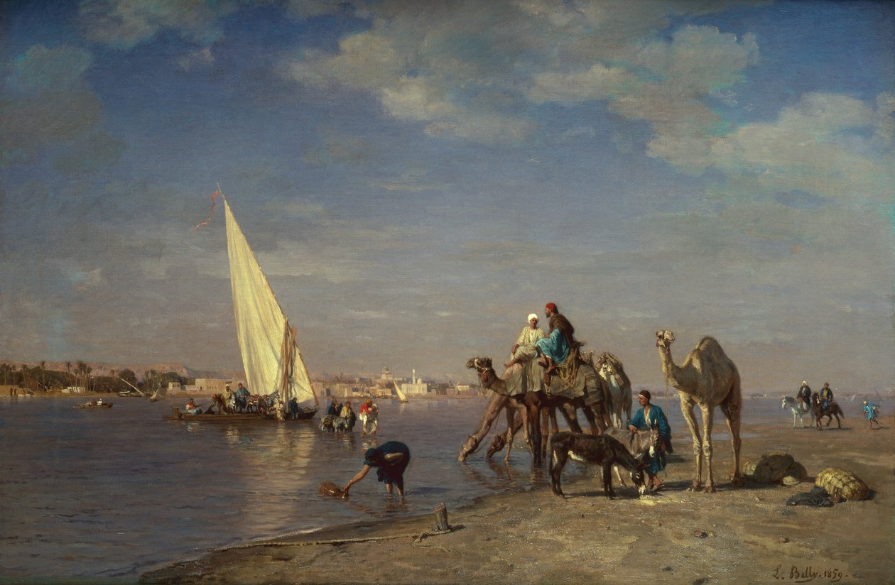 Scena nad Nilem autorstwa Leon Auguste Adolphe Belly