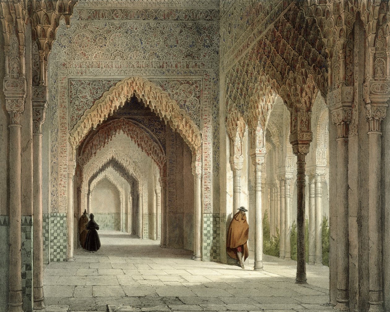 Sala sądowa Alhambry, Granada, 1853 r. autorstwa Leon Auguste Asselineau