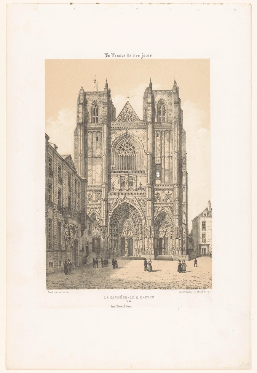 Widok katedry św Piotra i Pawła w Nantes La cathédrale à Nantes (tytuł na obiekcie) Współczesna Francja (tytuł serii) La France de nos jours (tytuł serii na obiekcie) autorstwa Leon Auguste Asselineau