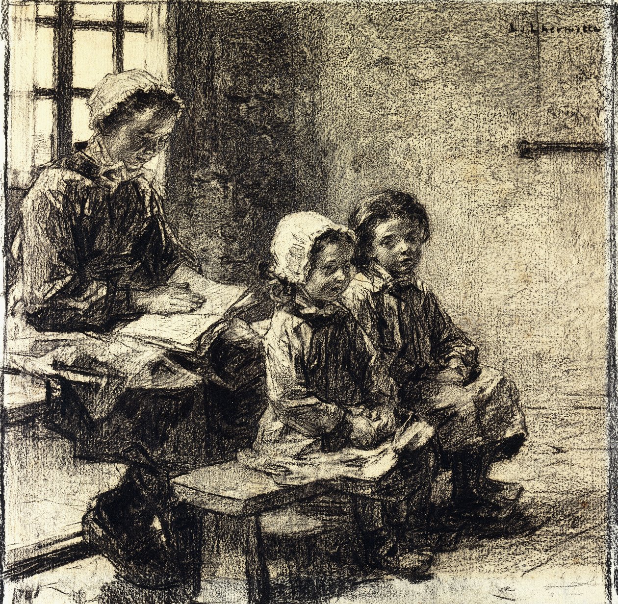 Małe dziewczynki w szkole Mont-Saint-Pere, autorstwa Leon Augustin Lhermitte