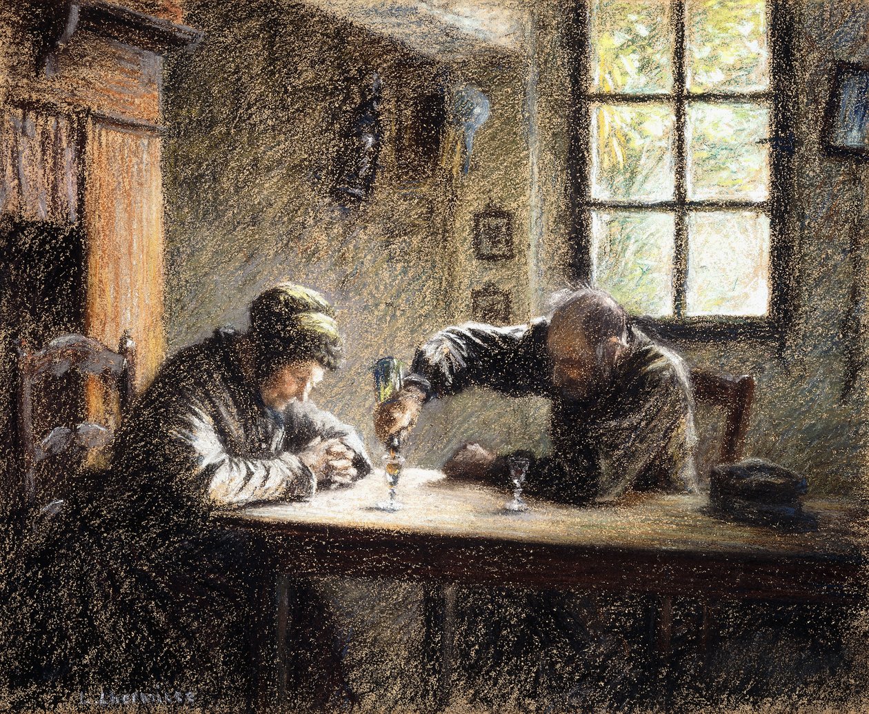 Mężczyzna i kobieta piją wodę wodną, autorstwa Leon Augustin Lhermitte