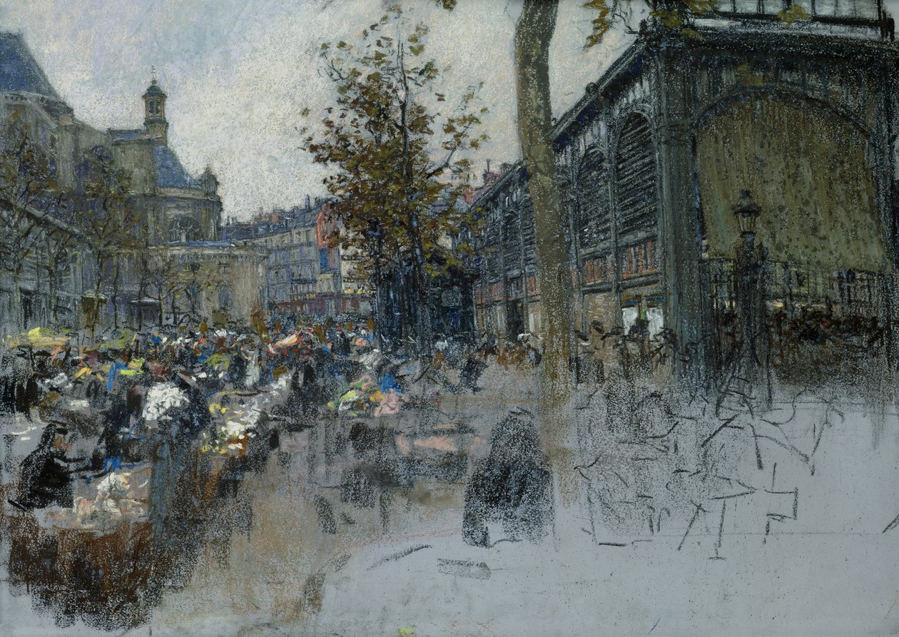Studium dla Les Halles, 1893 (pastel na karcie) autorstwa Leon Augustin Lhermitte
