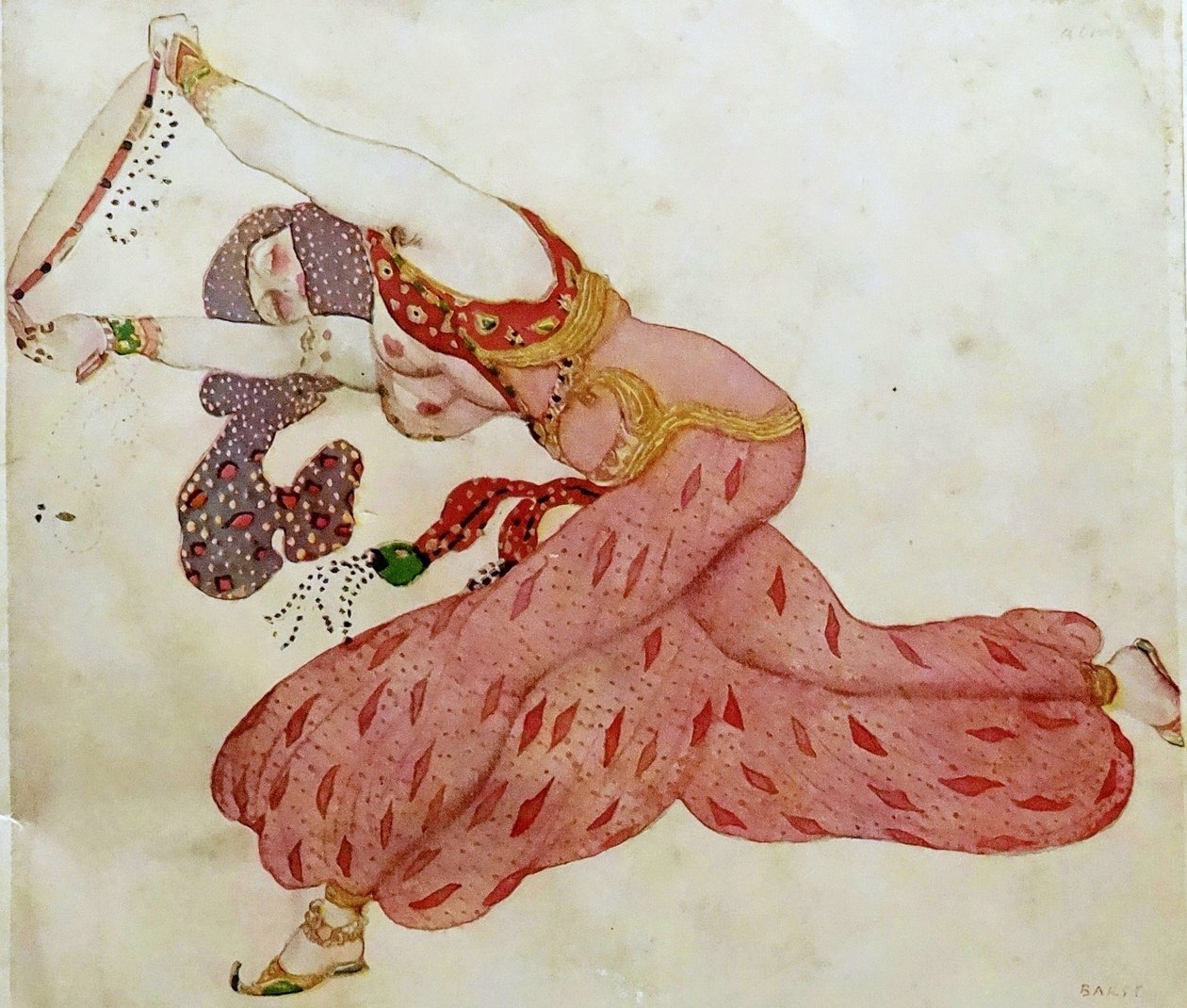 Alme. Projekt kostiumu do baletu Szeherezada N. Rimskiego-Korsakowa, 1910 autorstwa Leon Bakst