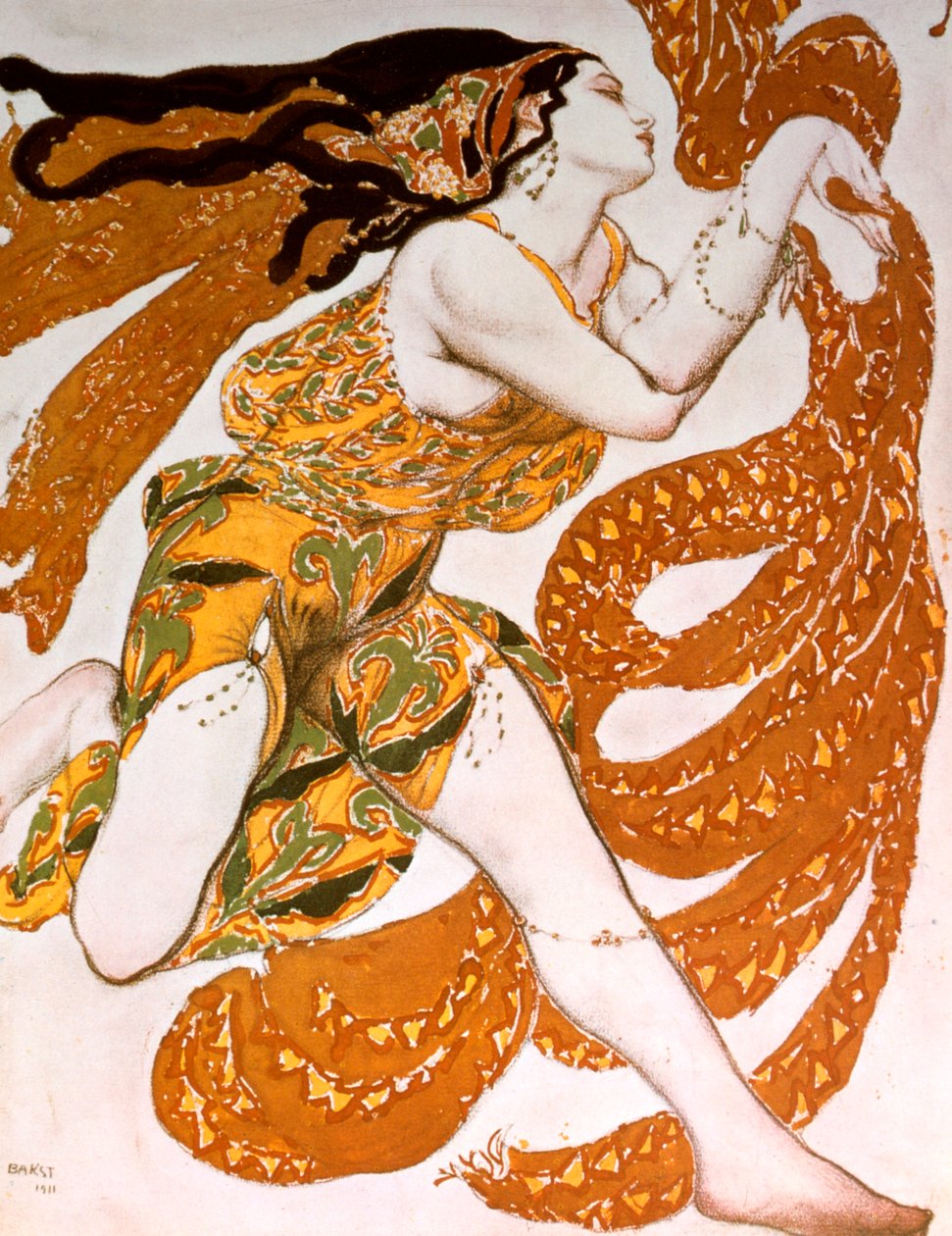 Bacchante, projekt kostiumu do baletu rosyjskiego w inscenizacji Czerepnina Narcyza, 1911 autorstwa Leon Bakst
