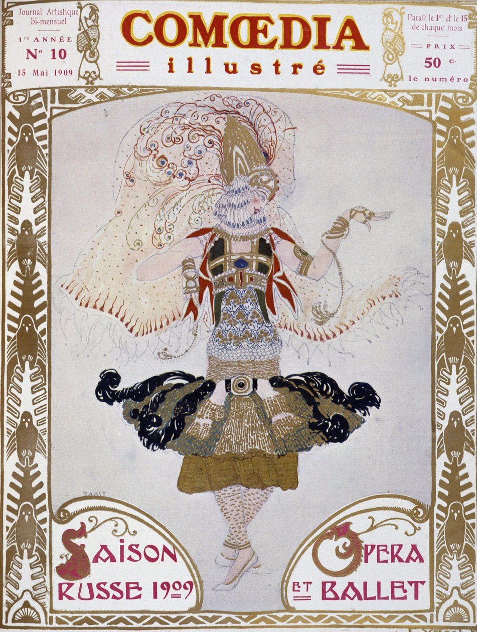 Tancerka baletowa w wykonaniu Baksta, krowa”. Komedia Ilustrowana”” autorstwa Leon Bakst
